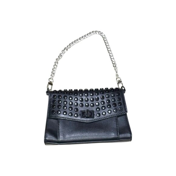 Steve Madden Handbags - Steve Madden Aidan Battery Stud Flap Purse Shoulder Bag Black